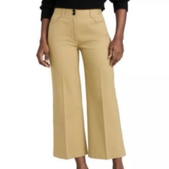 Rebecca Taylor Pique Cropped Wide Leg Jeans - Picture 9 of 10